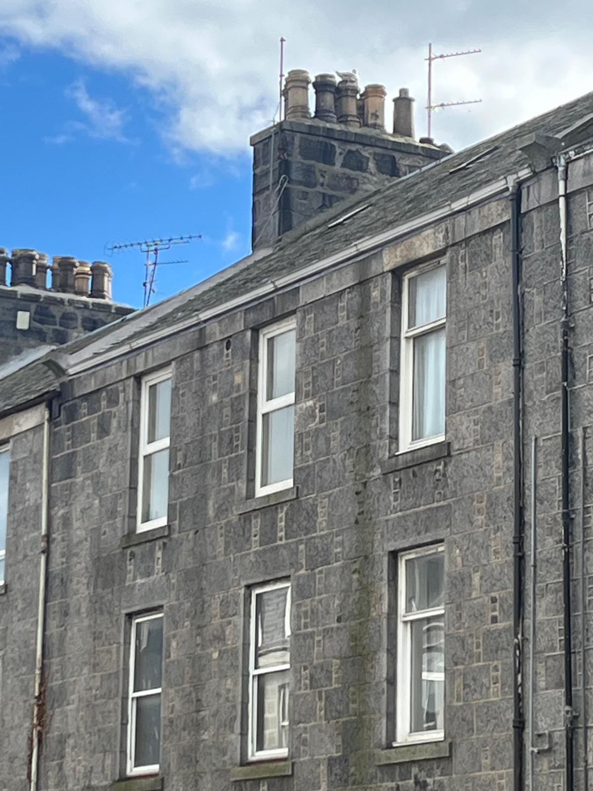 Traditional Aberdeen granite tenement facade under maintenance