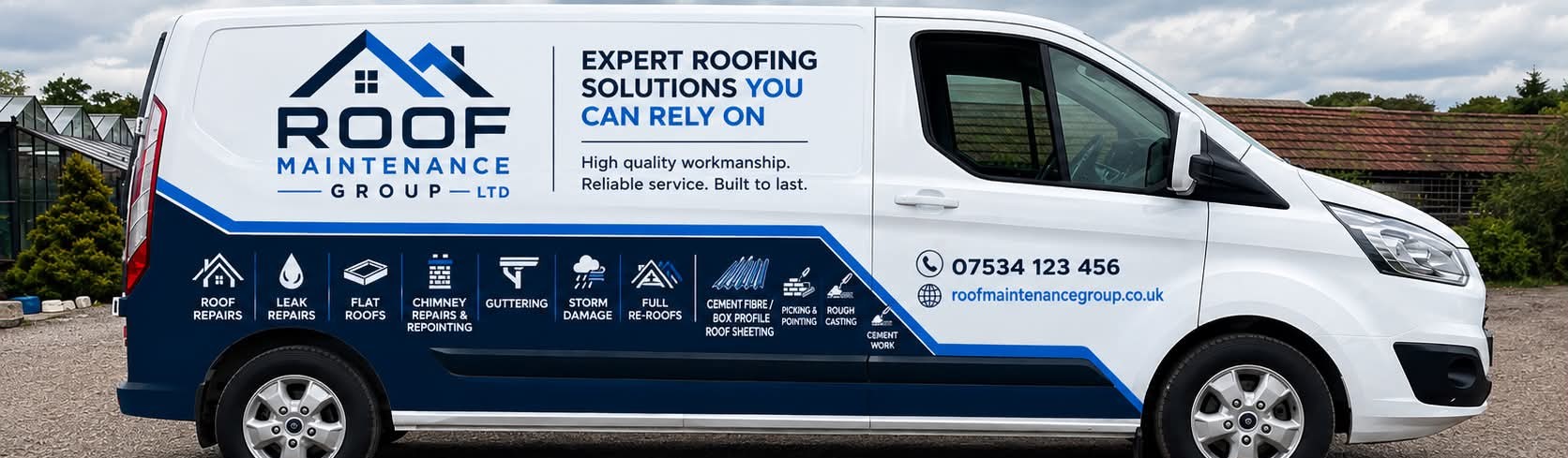 Roof Maintenance Group branded work van in Aberdeenshire